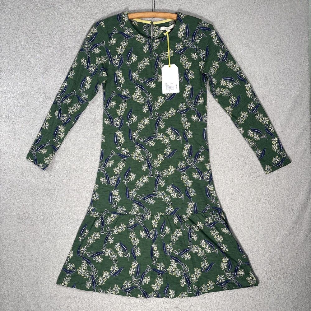 NWT White Stuff Dress Women’s UK Sz 6 Poppy Jersey Dress Green Multi Cotton Boho